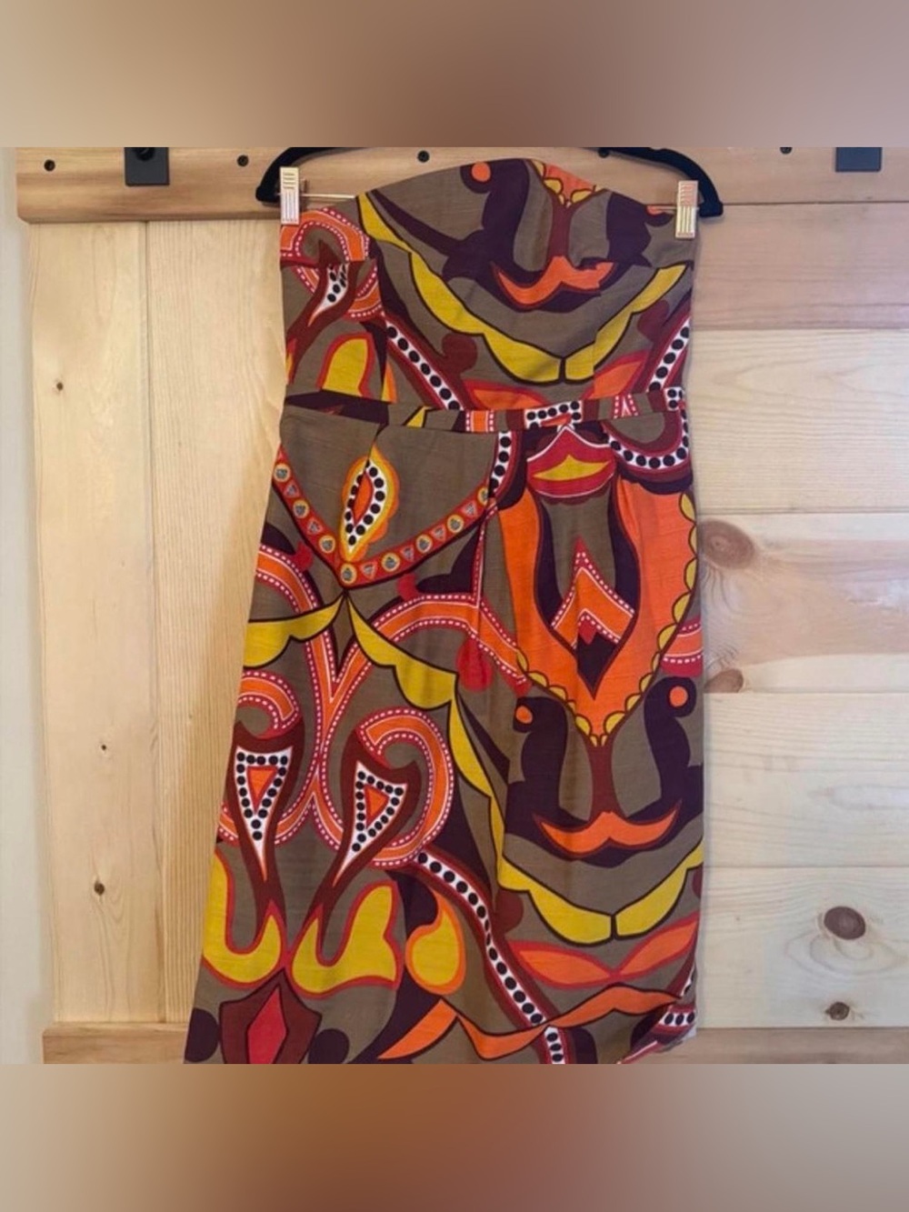 Merona Merona Strapless Dress with Orange, Brown & White Accents